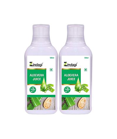 Zindagi Aloe+Amla Juice - Rejuvenates Skin and Hairs - Sugar Free – Natural Health Drink (500ml, Pack of 1)