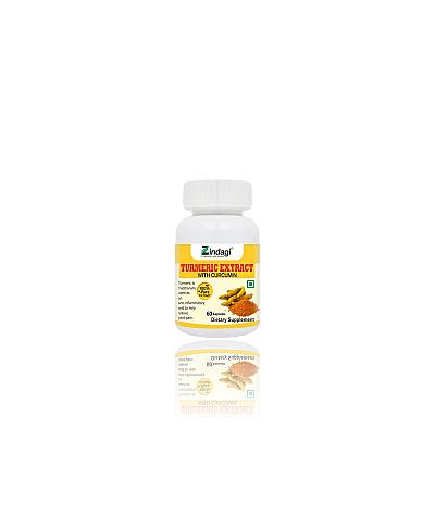 Zindagi Turmeric Extract Capsules With Curcumin - Maintain Healthy Joints - Powerful Antioxidant(60 Capsules)