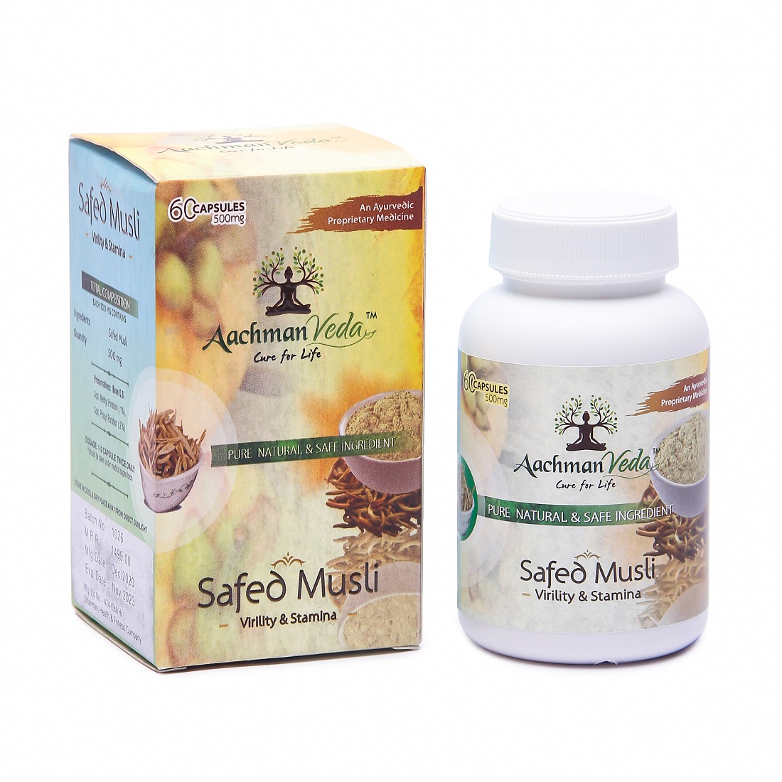 Buy Aachman Veda  Safed Musli 60 Capsules 500 Mg at Best Price Online