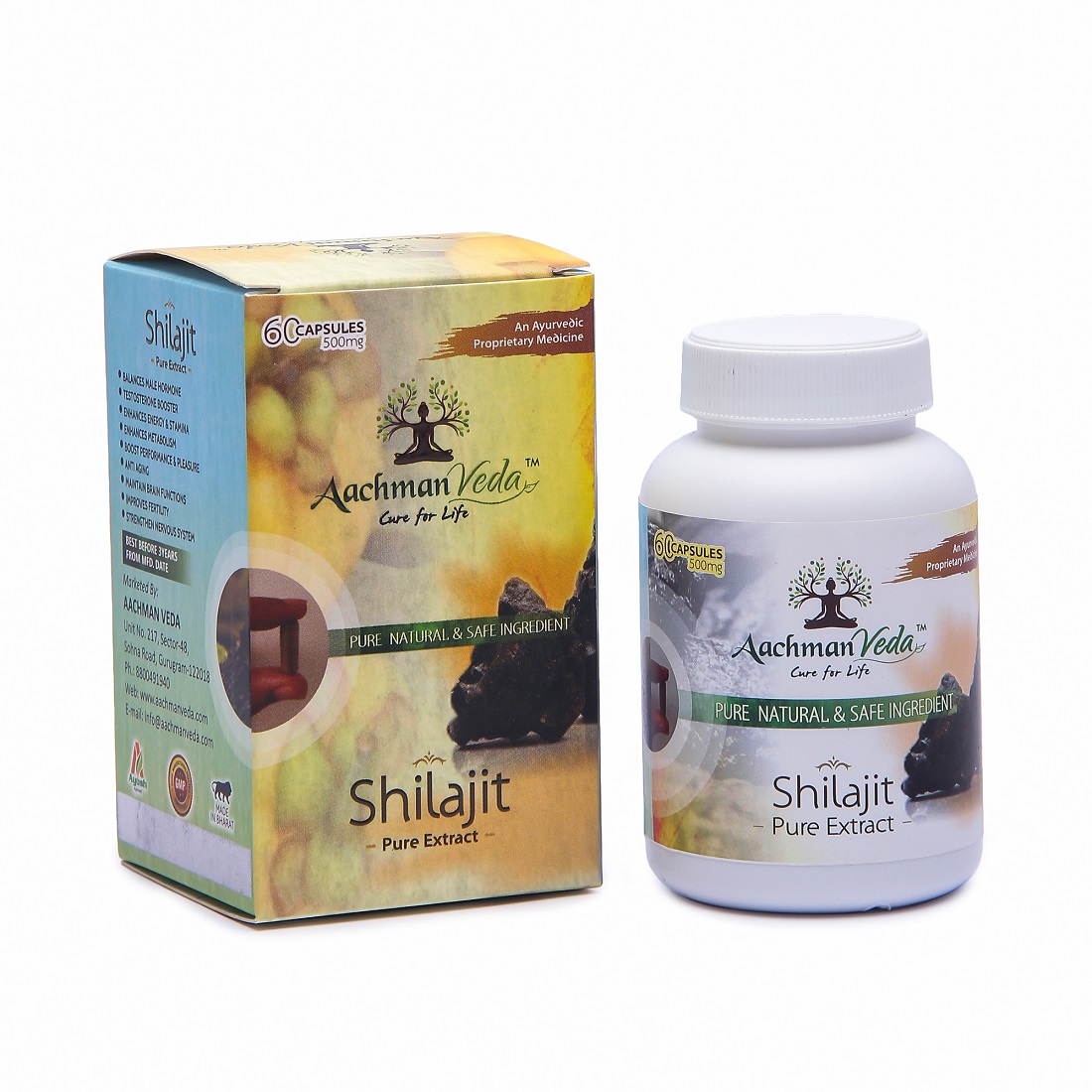 Aachman Veda Shilajit 60 Capsules 500 Mg 