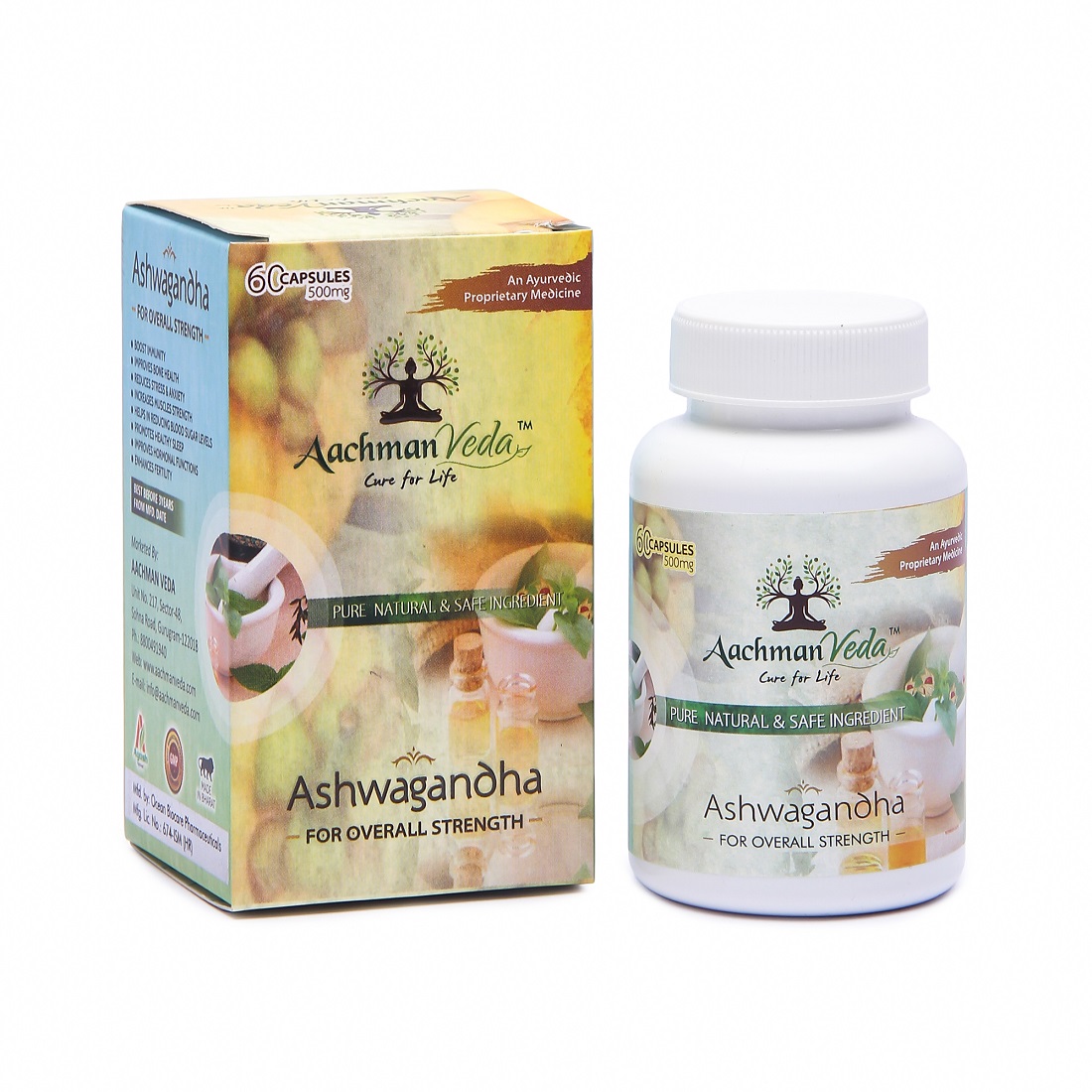 Aachman Veda Ashwagandha 60 Capsules 500 Mg 