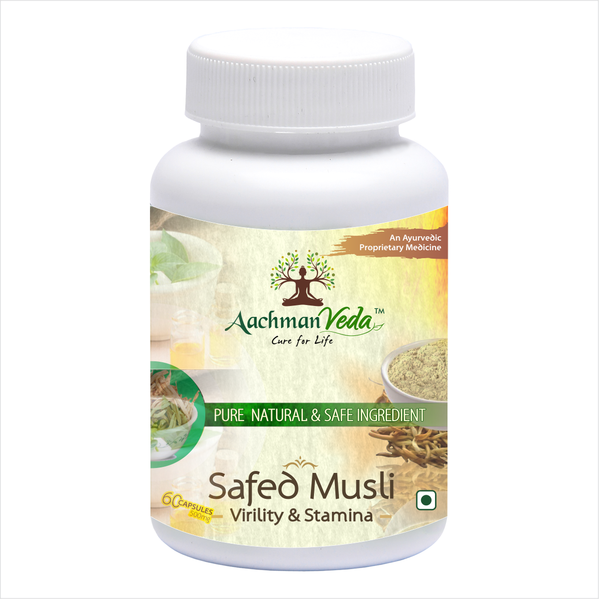 Aachman Veda  Safed Musli 60 Capsules 500 Mg