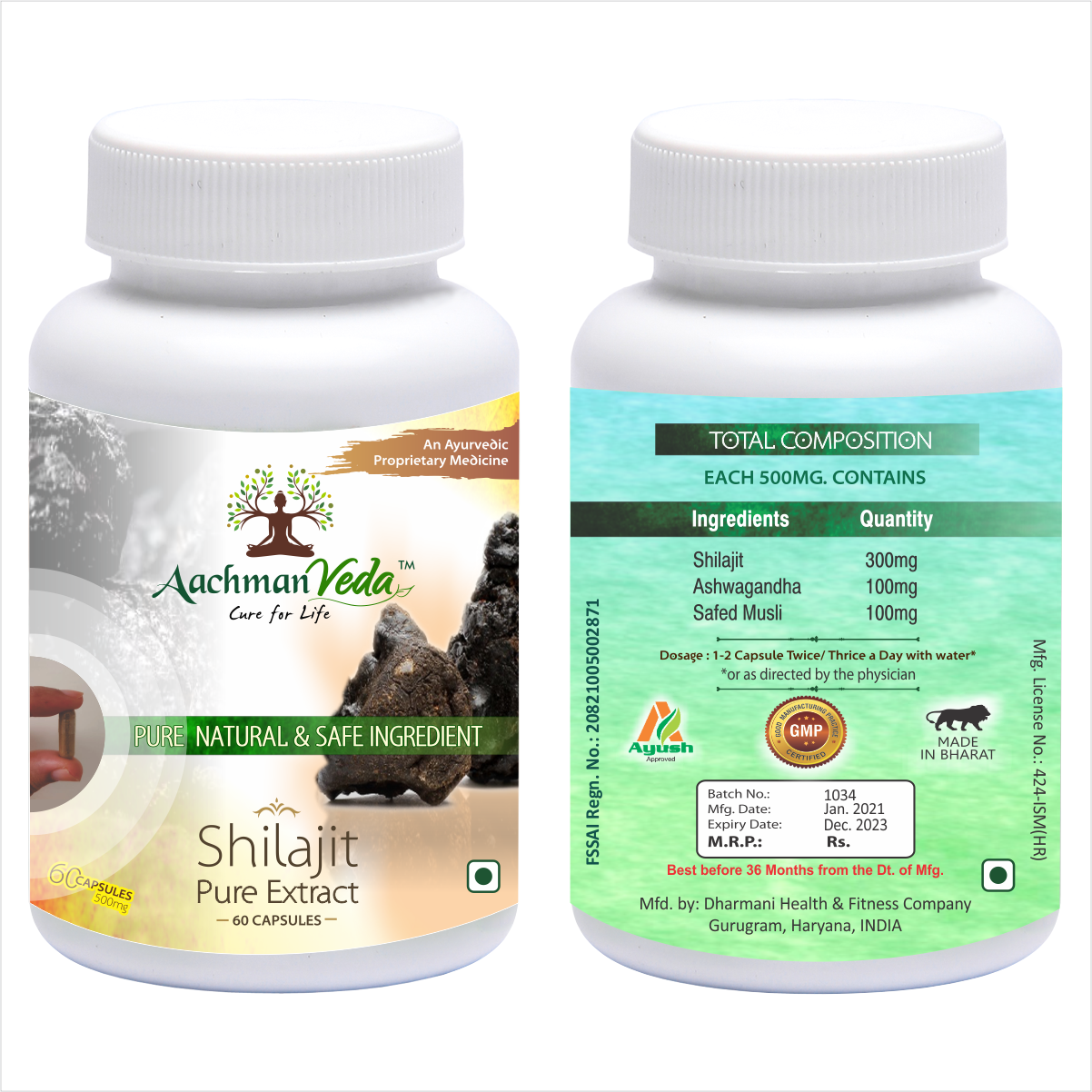Aachman Veda Shilajit 60 Capsules 500 Mg