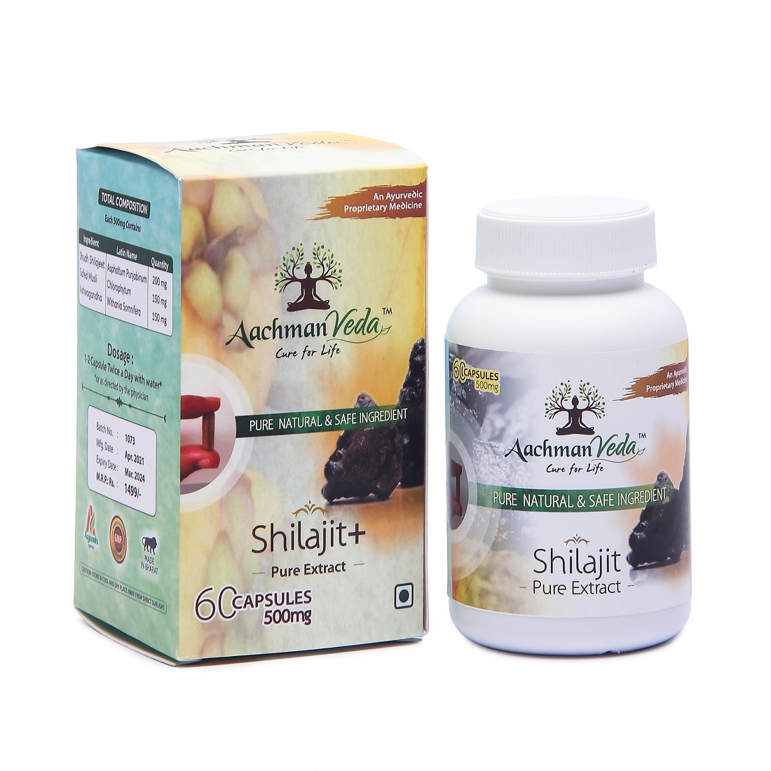 Aachman Veda Shilajit+  60 Capsules 500 Mg 