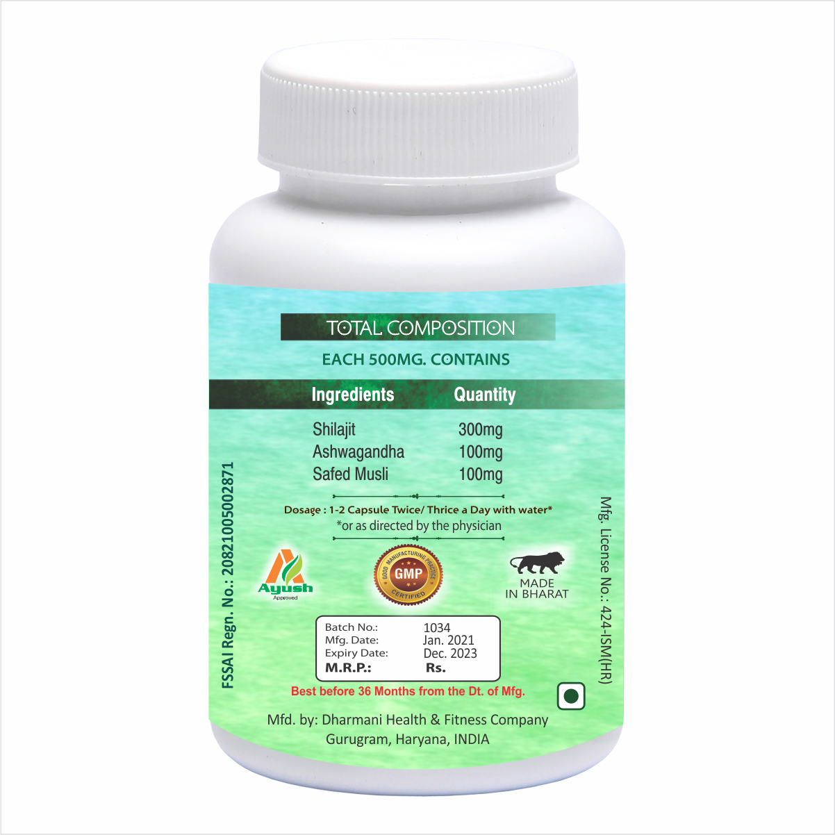 Aachman Veda Shilajit+  60 Capsules 500 Mg