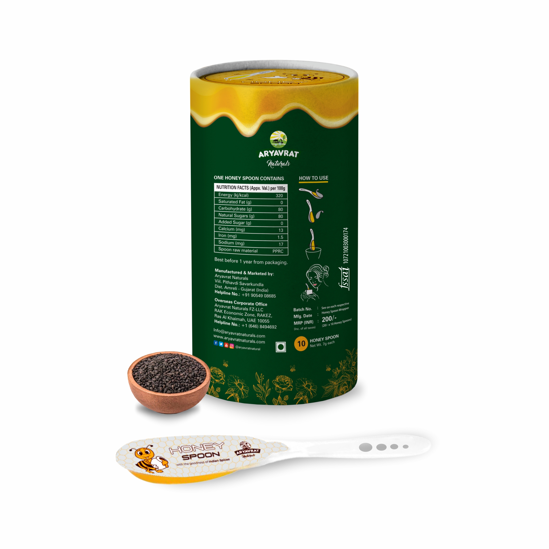 Buy Aryavrat Naturals -7 Seeds of Kalounji Black Seeds  Honey Spoon 100% Pure Organic and Natural Pack of Honey Spoons at Best Price Online