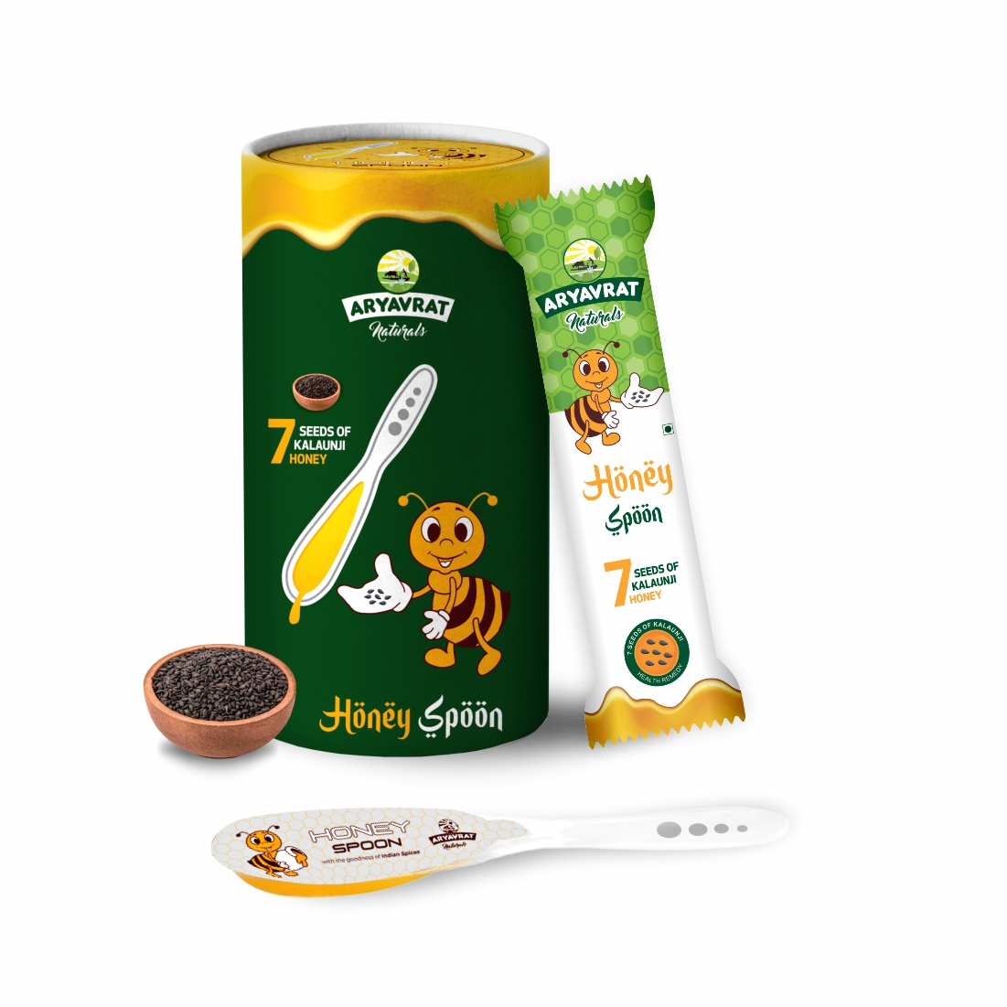 Buy Aryavrat Naturals -7 Seeds of Kalounji Black Seeds  Honey Spoon 100% Pure Organic and Natural Pack of Honey Spoons at Best Price Online