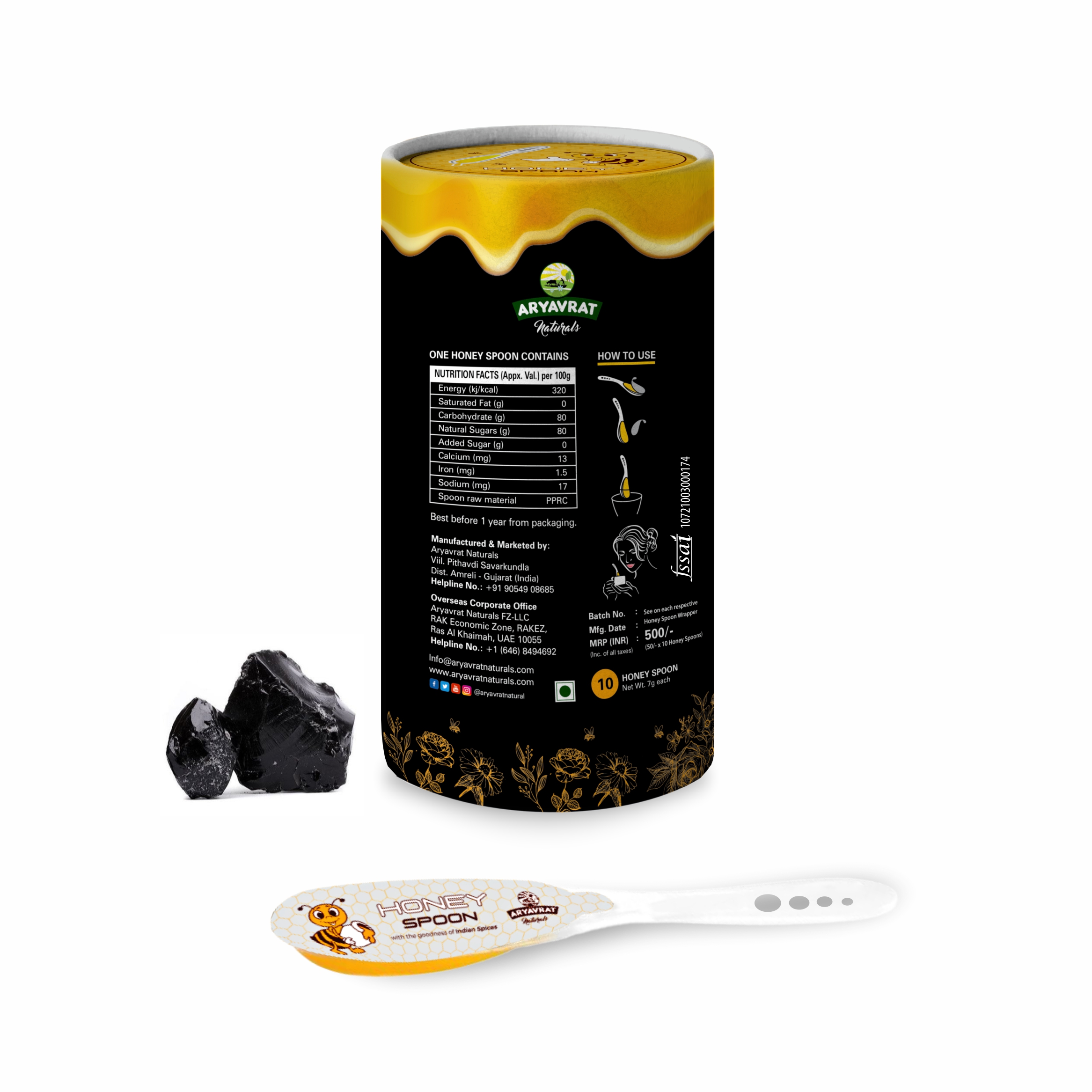 Buy Aryavrat Naturals -Shilajit  Honey Spoon 100% Pure Organic and Natural Pack of Honey Spoons at Best Price Online