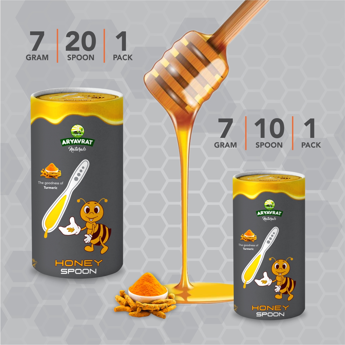 Buy Aryavrat Naturals - Turmeric- Haldi Honey Spoon 100% Pure Organic and Natural Pack of Honey Spoons at Best Price Online