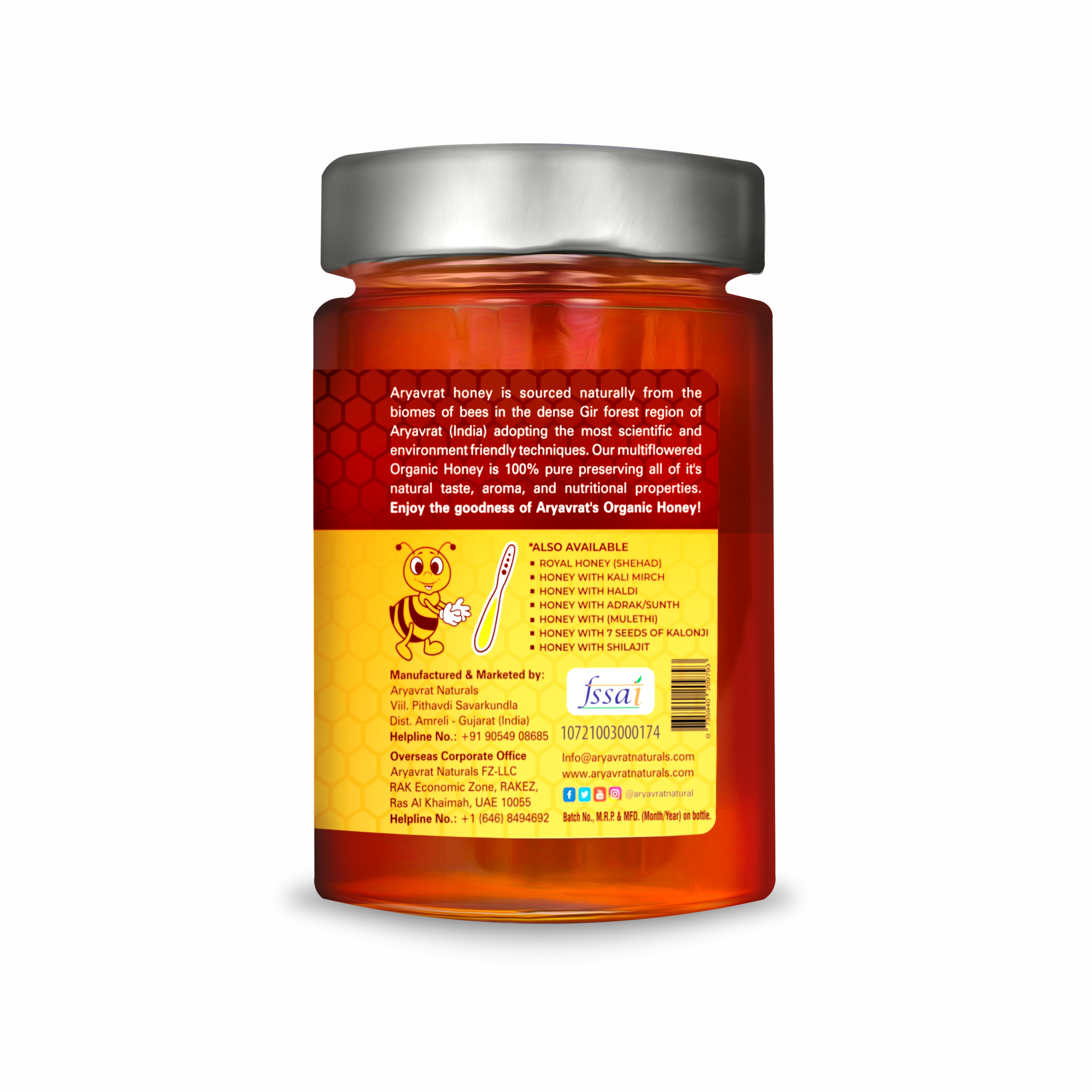 Buy Aryavrat Naturals Organic - Raw Honey 100% Pure Organic and Natural Multiflora Honey at Best Price Online