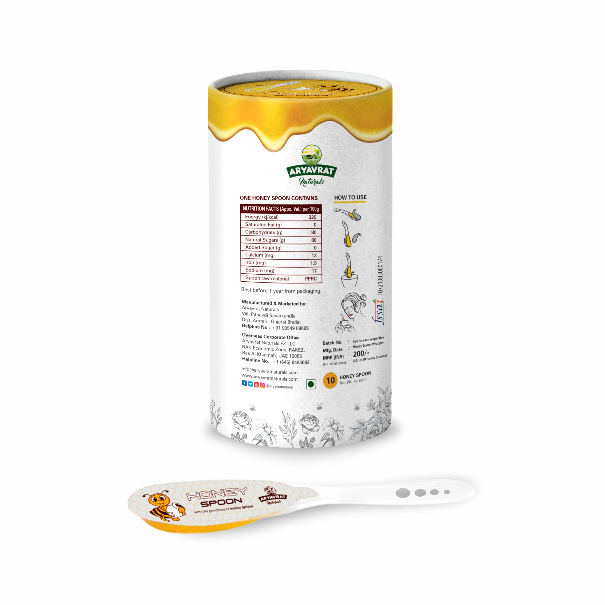 Buy Aryavrat Naturals - Royal Honey Spoon 100% Pure Organic and Natural Pack of Honey Spoons at Best Price Online