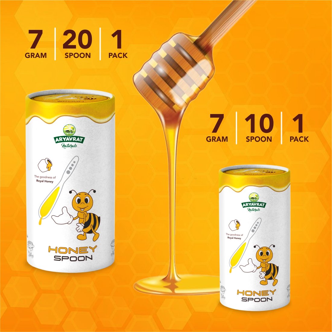 Aryavrat Naturals - Royal Honey Spoon 100% Pure Organic and Natural Pack of Honey Spoons