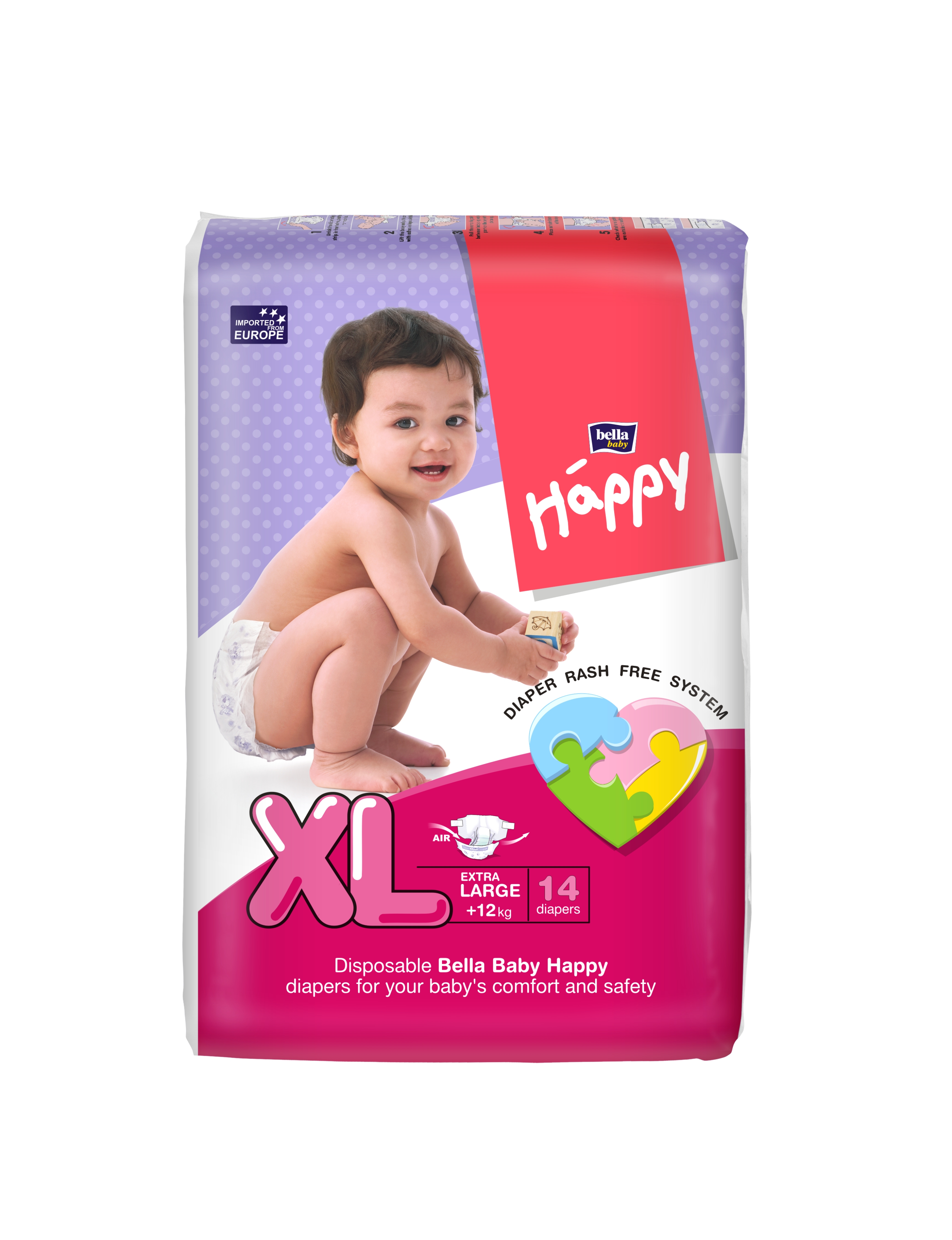 BELLA BABY HAPPY DIAPERS EXTRA LARGE 14 PCS