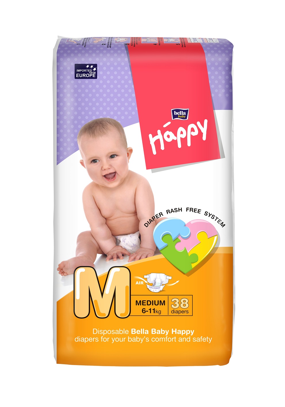 BELLA BABY HAPPY DIAPERS MEDIUM 38 PCS