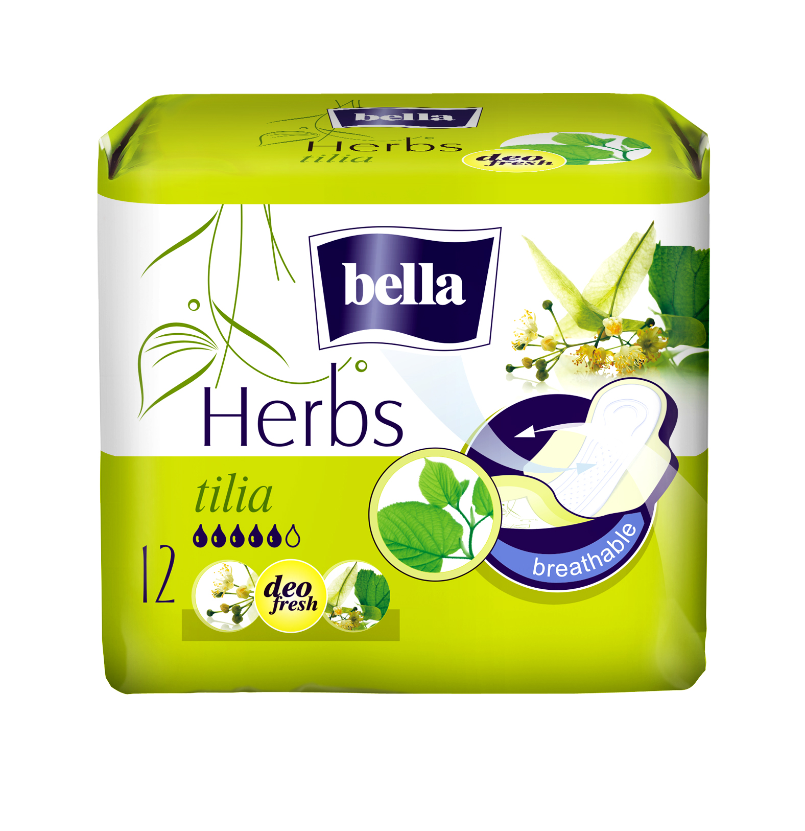BELLA HERBS SANITARY PADS WITH TILIA FLOWER 12 PCS