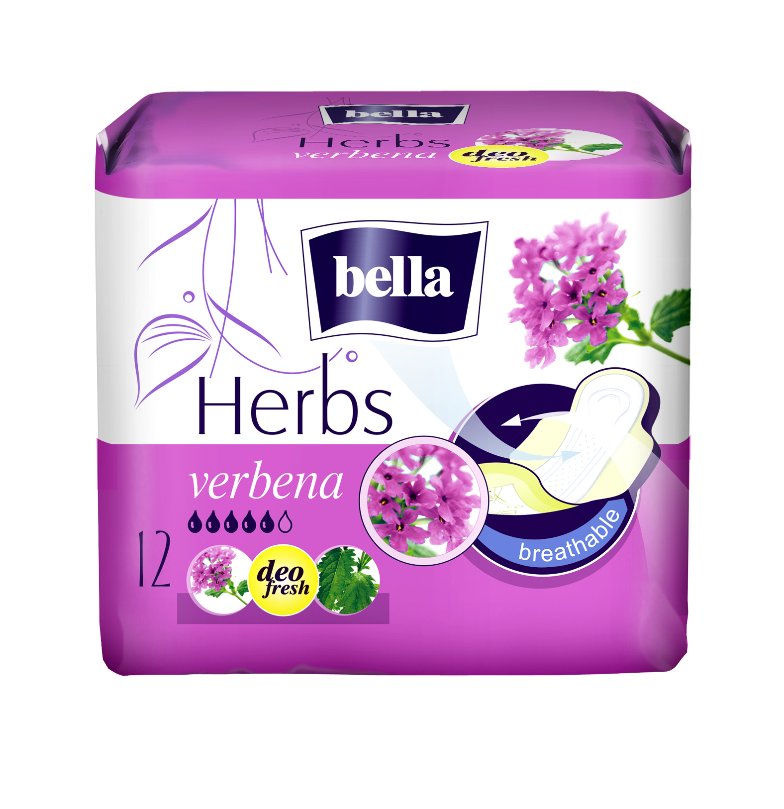 BELLA HERBS SANITARY PADS WITH VERBENA 12 PCS