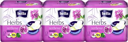 BELLA HERBS SANITARY PADS WITH VERBENA 12 PCS PACK OF 3