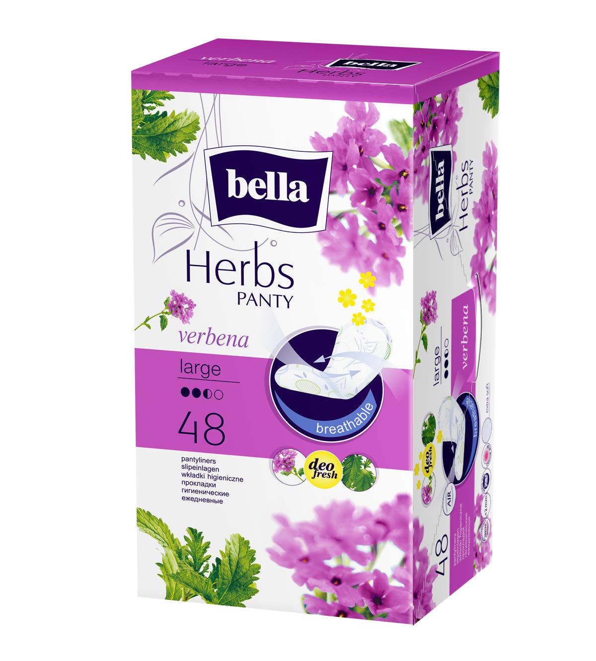 BELLA HERBS PANTYLINERS SENSITIVE WITH VERBENA LARGE 48PCS