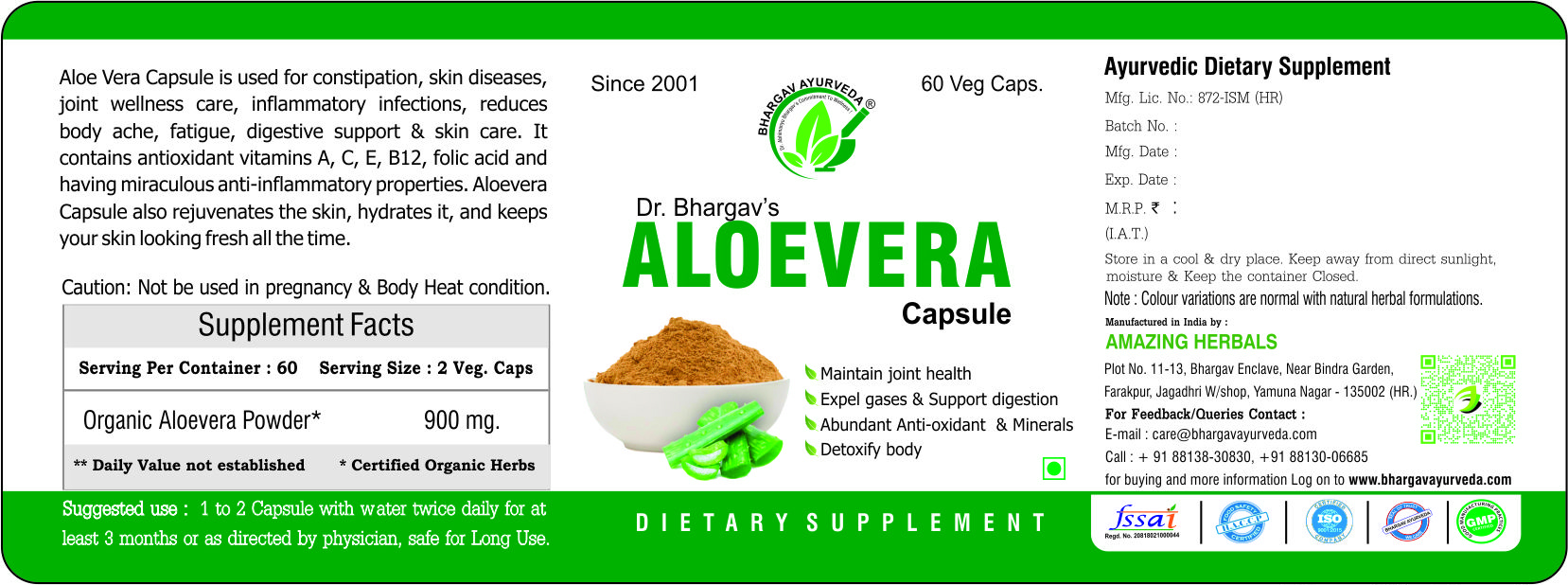 Buy Dr. Bhargav's Aloe vera Capsule- 60 cap at Best Price Online