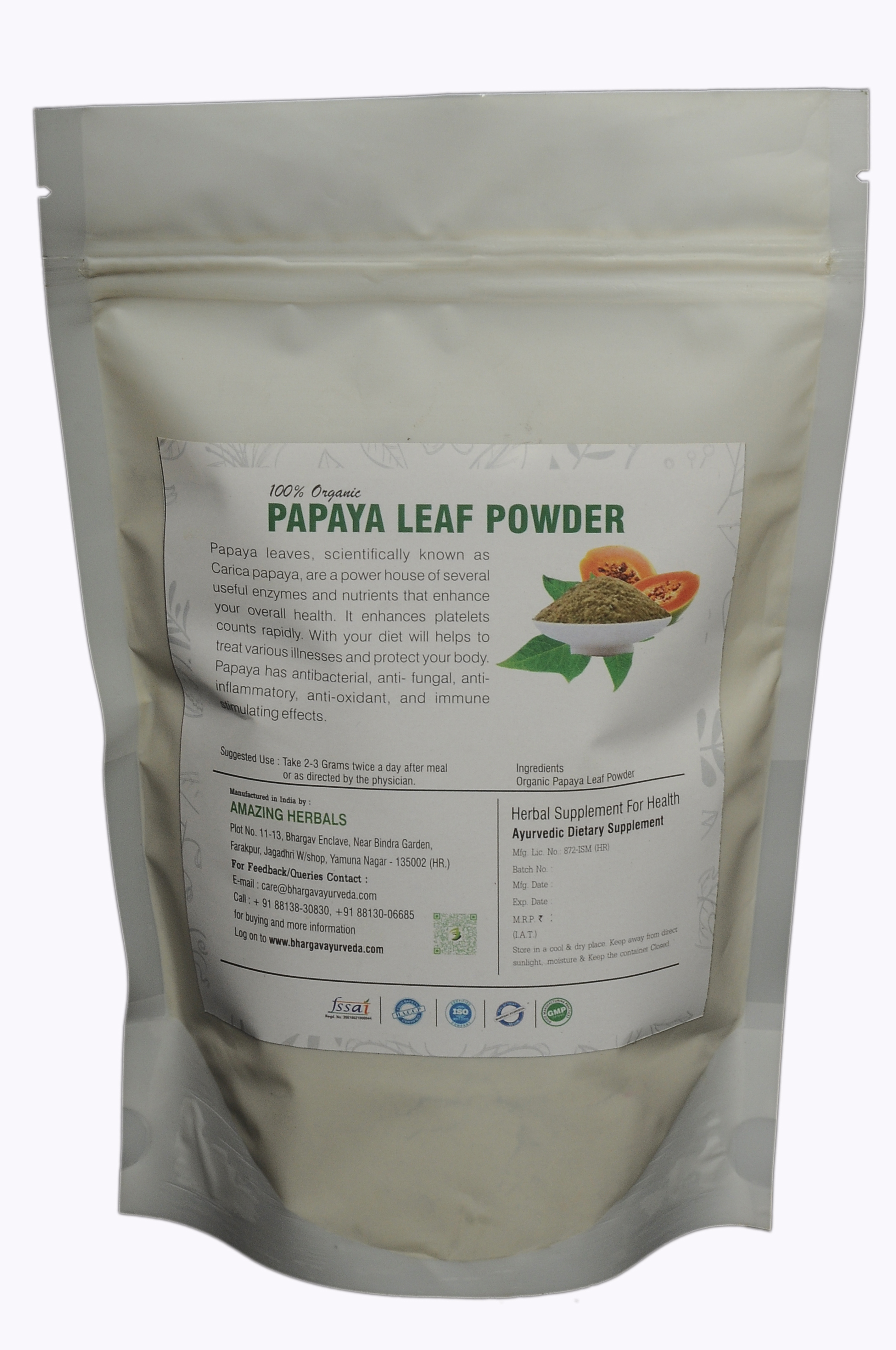 Buy Dr. Bhargav's Papaya Leaf Powder- 100 gms at Best Price Online