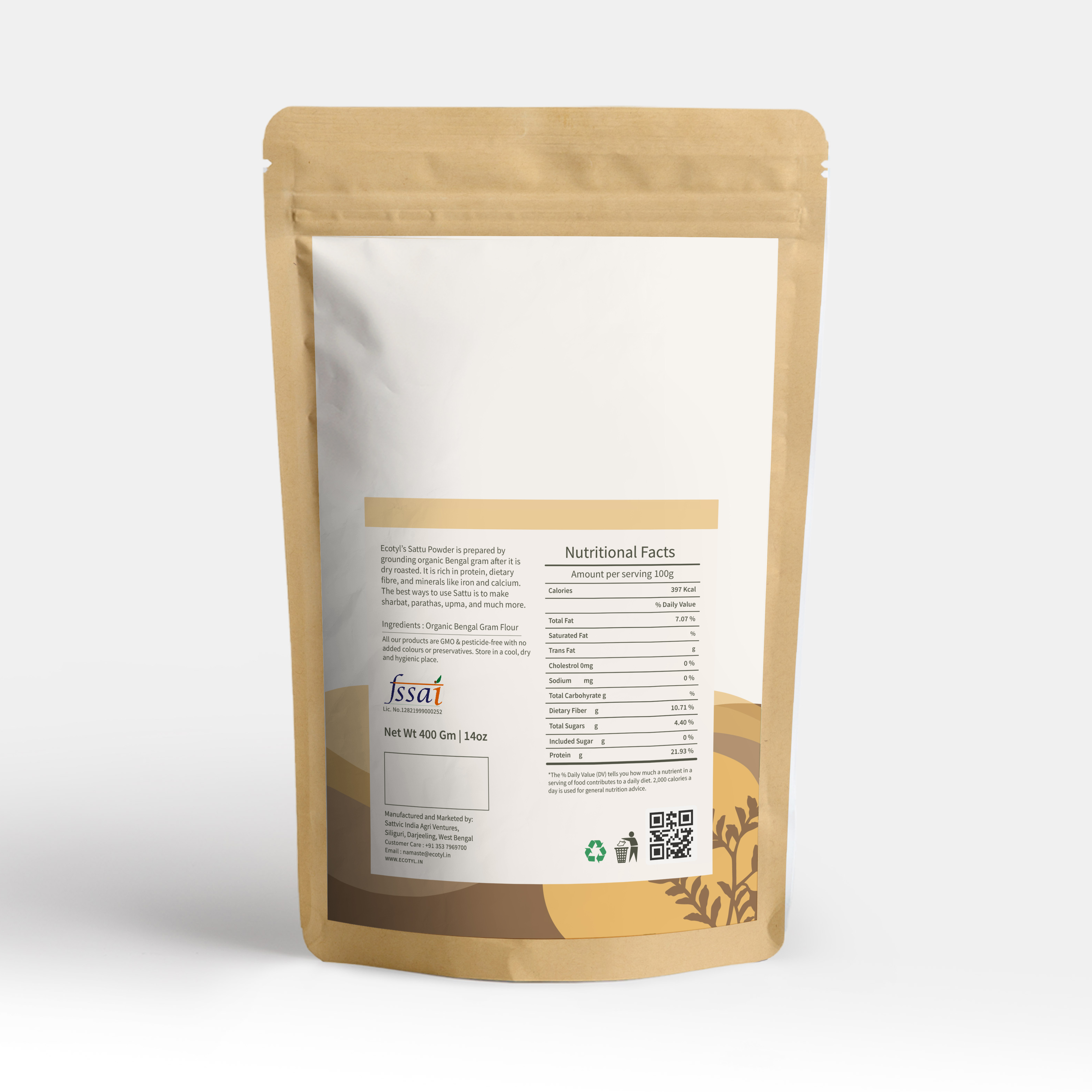 Buy Ecotyl Organic Chana Sattu - 400 g at Best Price Online