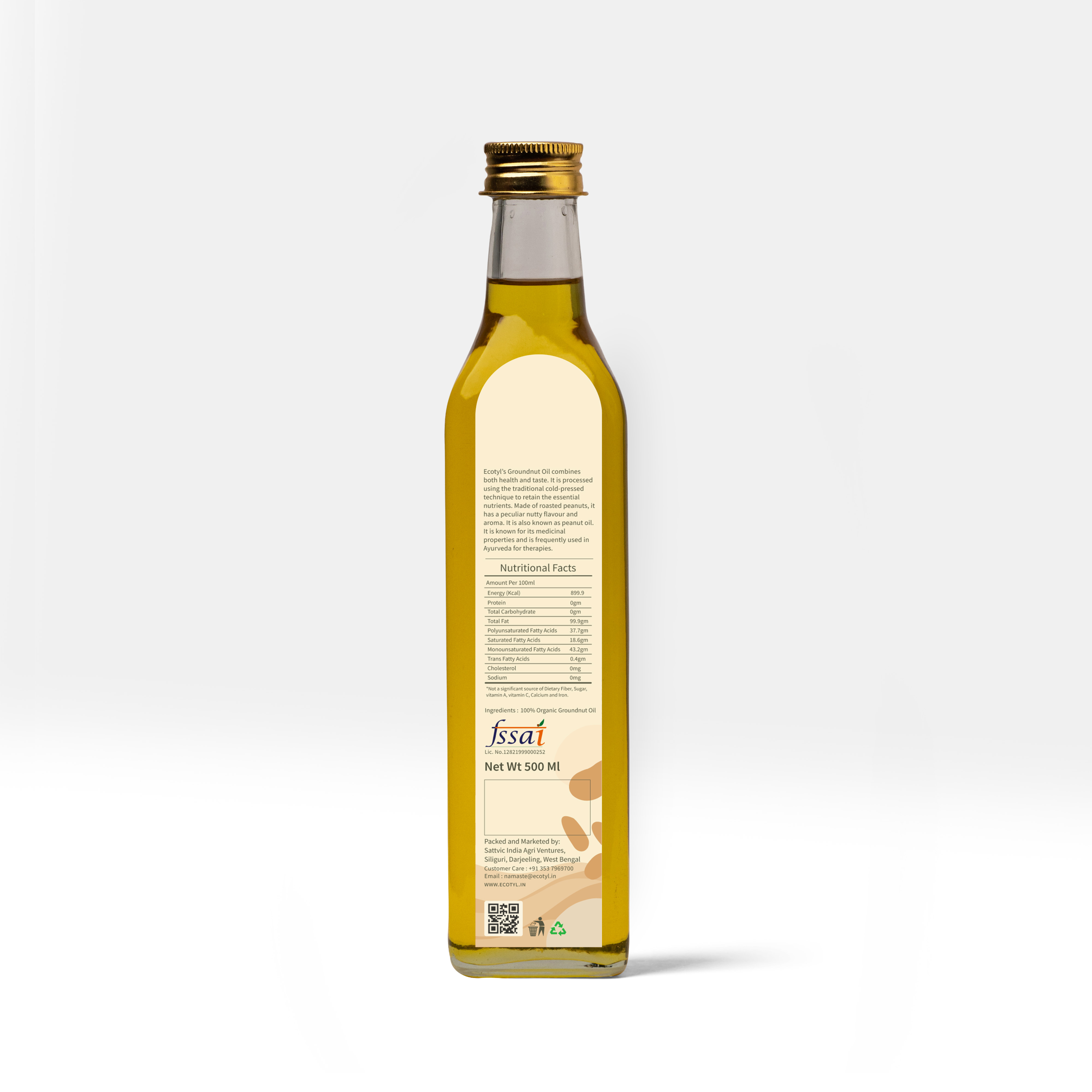 Buy Ecotyl Organic Cold-Pressed Groundnut Oil - 500 ml at Best Price Online