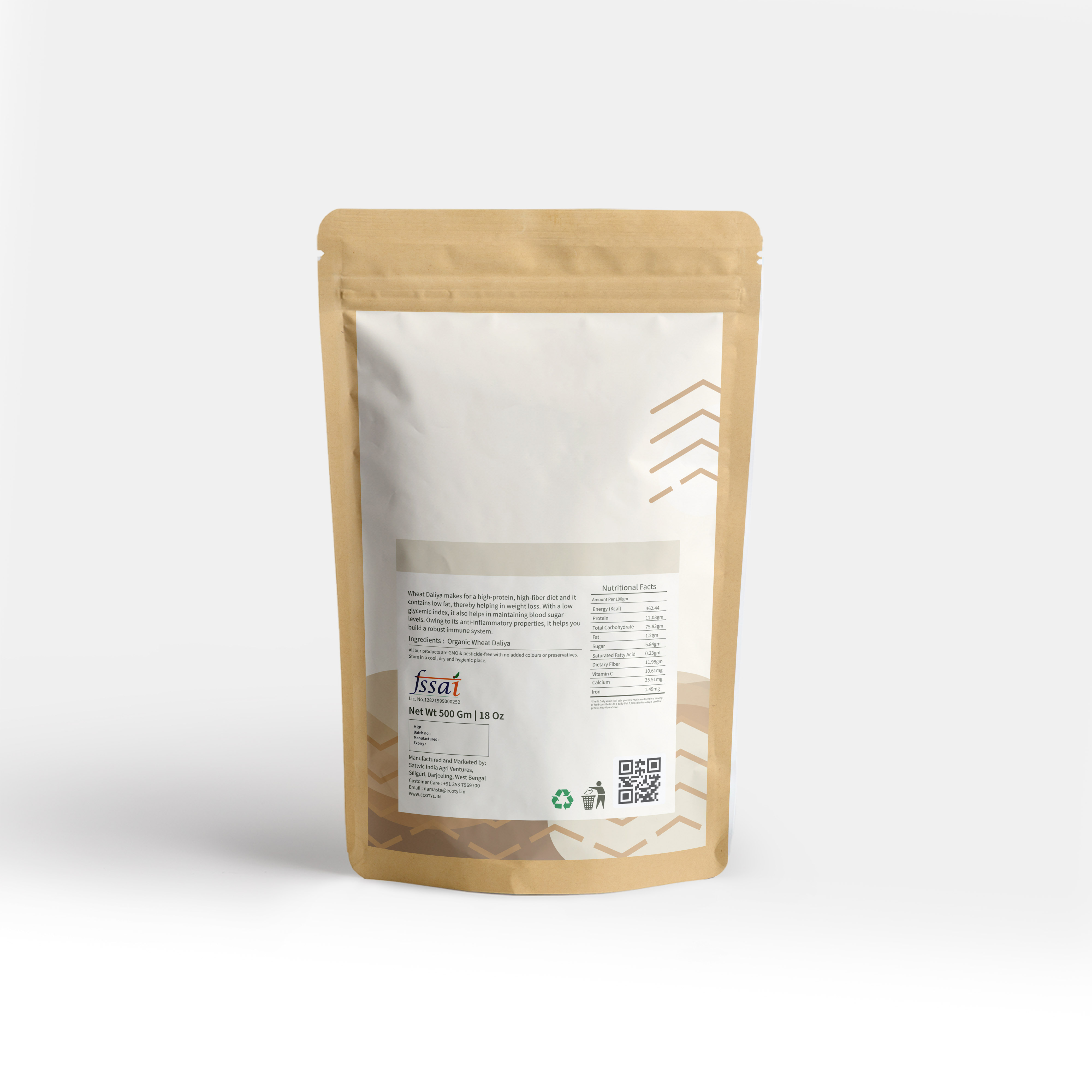Buy Ecotyl Organic Wheat Daliya - 500 g at Best Price Online