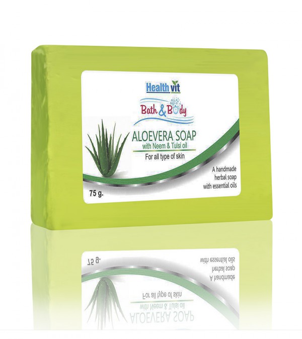 Healthvit Bath & Body Aloevera Soap With Neem & Tulsi Oil 75g