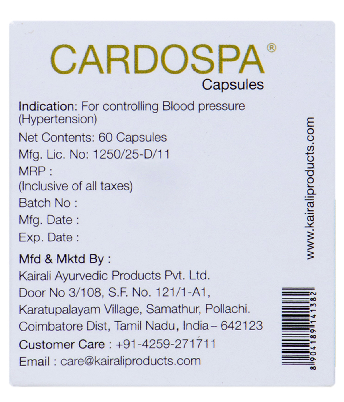 Buy Kairali Cardospa Capsule at Best Price Online