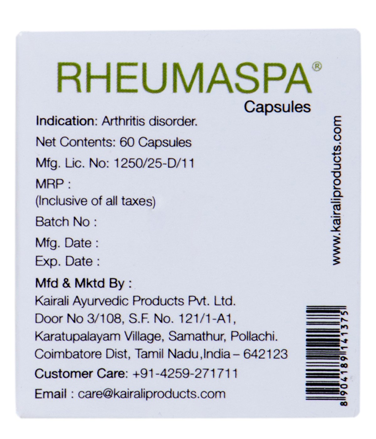 Kairali Rheuma Spa Capsule