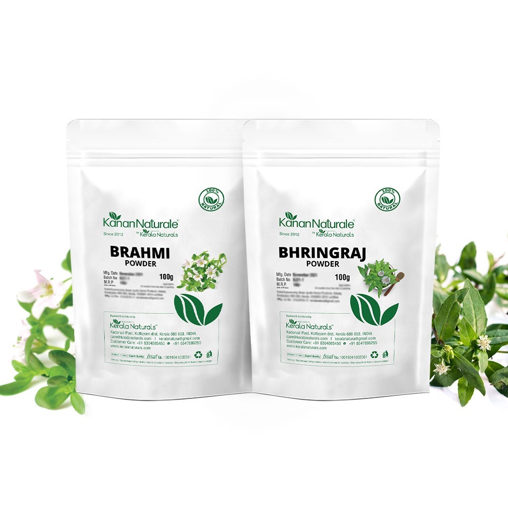 Kerala Naturals Bhringraj Powder 100gm+Brahmi Powder 100gm