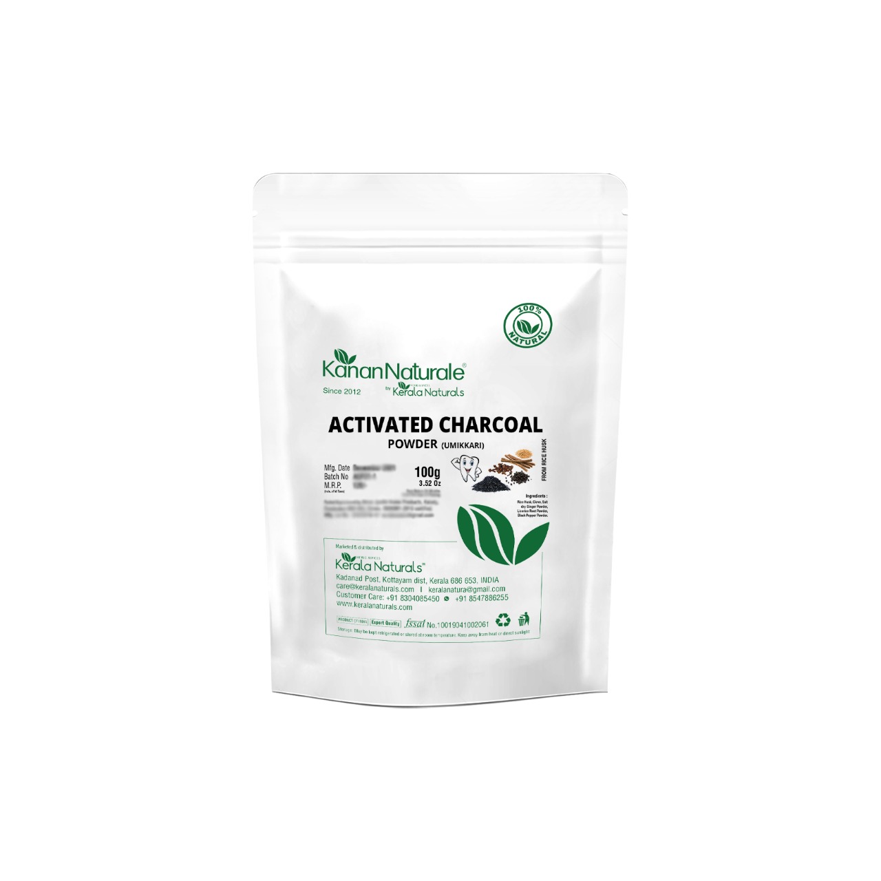 Kerala Naturals Activated charcoal from rice husk 200gm