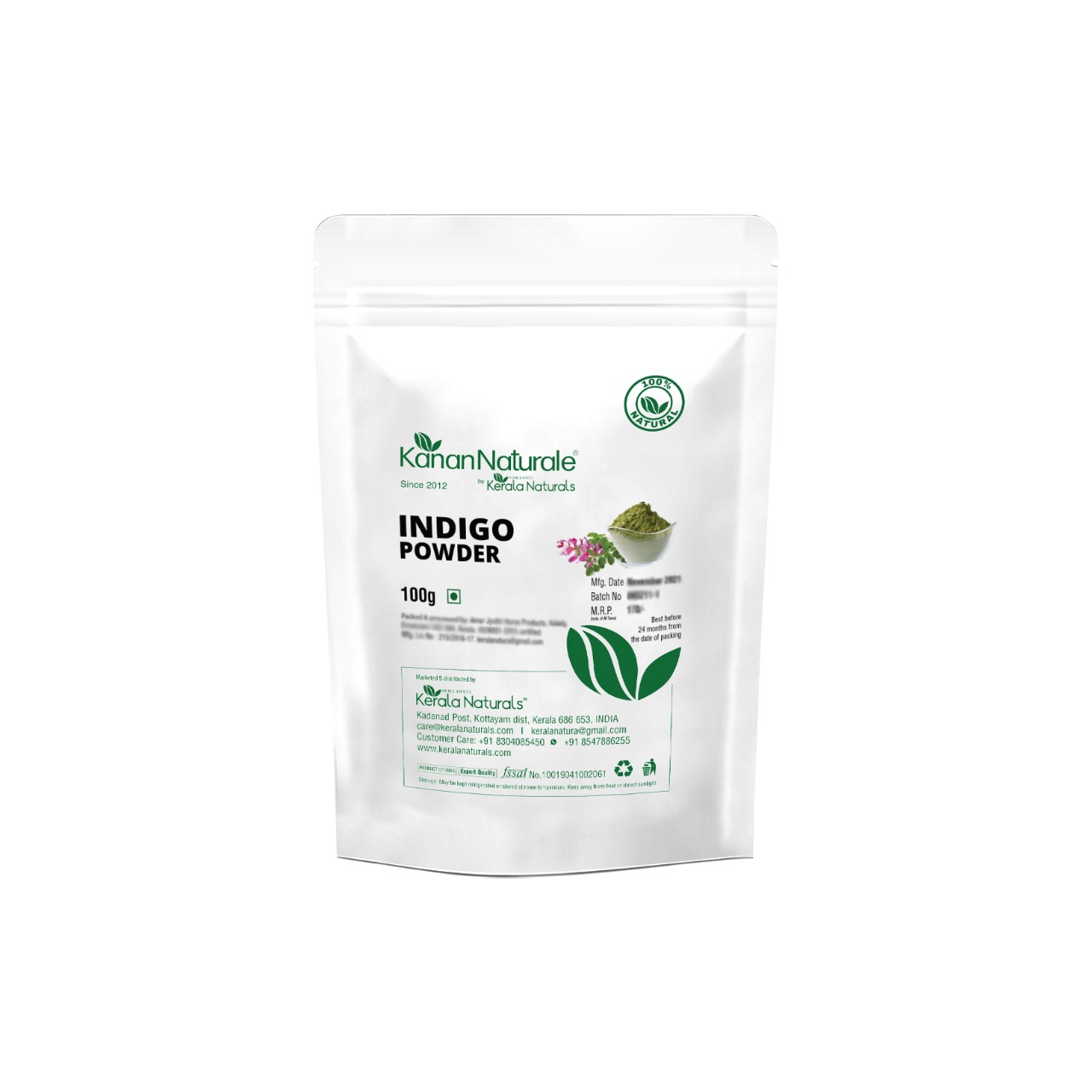 Kerala Naturals Indigo Leaf Powder 100 gm (Pack of 02)