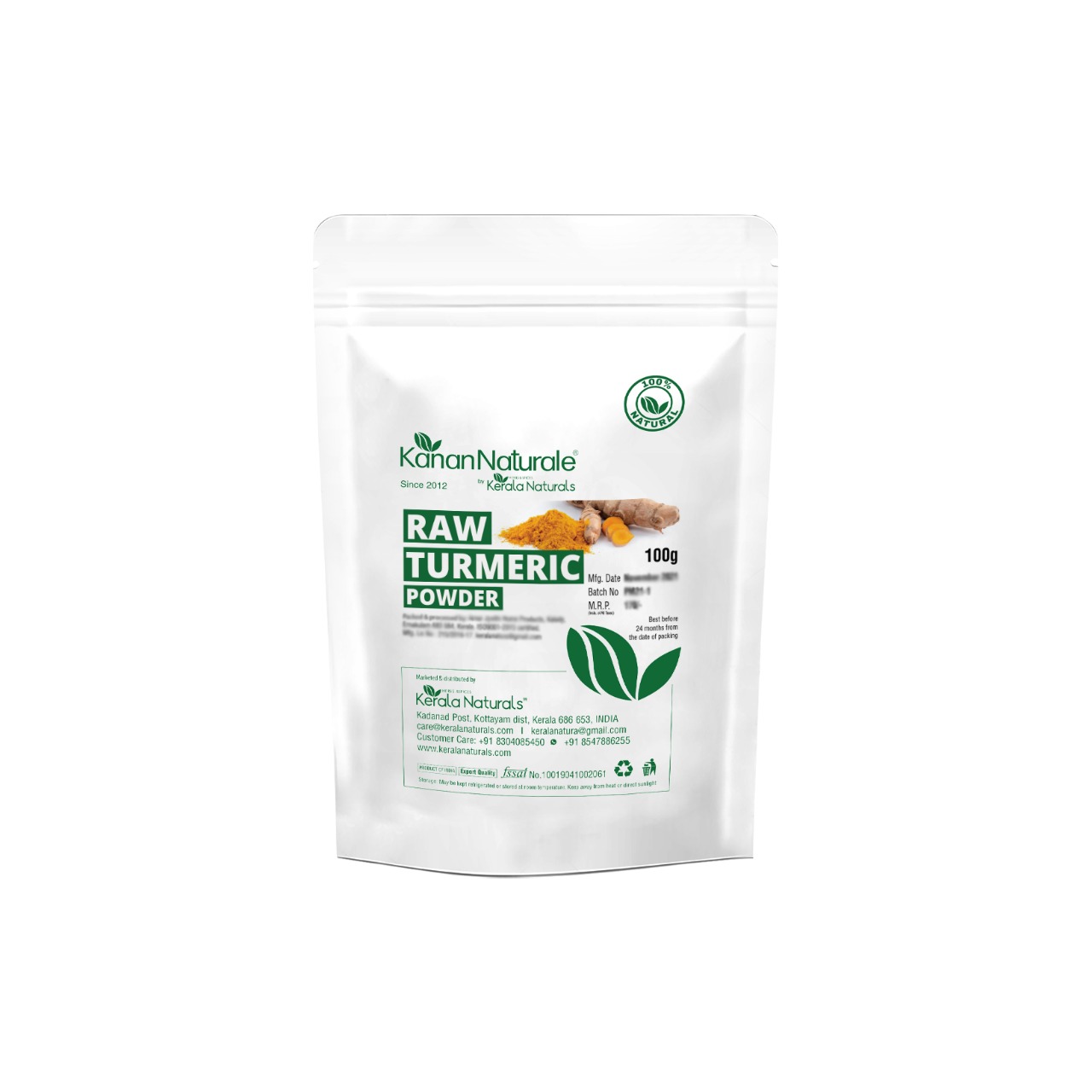 Kerala Naturals Raw Turmeric (Pachamanjalpodi) Powder 