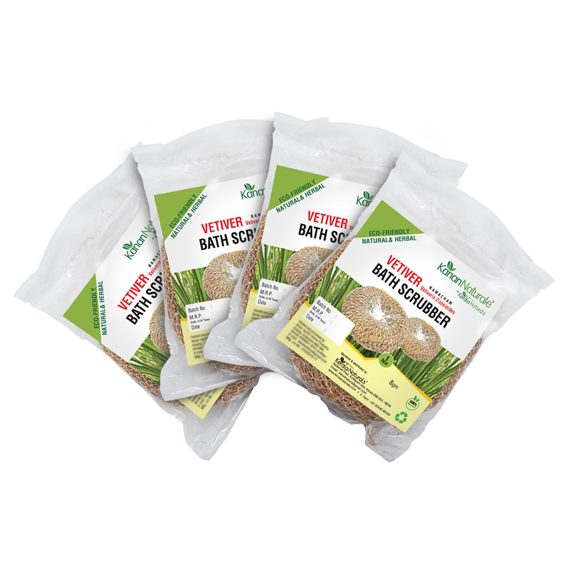 Kerala Naturals Vetiver Bath Scrubber (Ramacham) Pack of 4