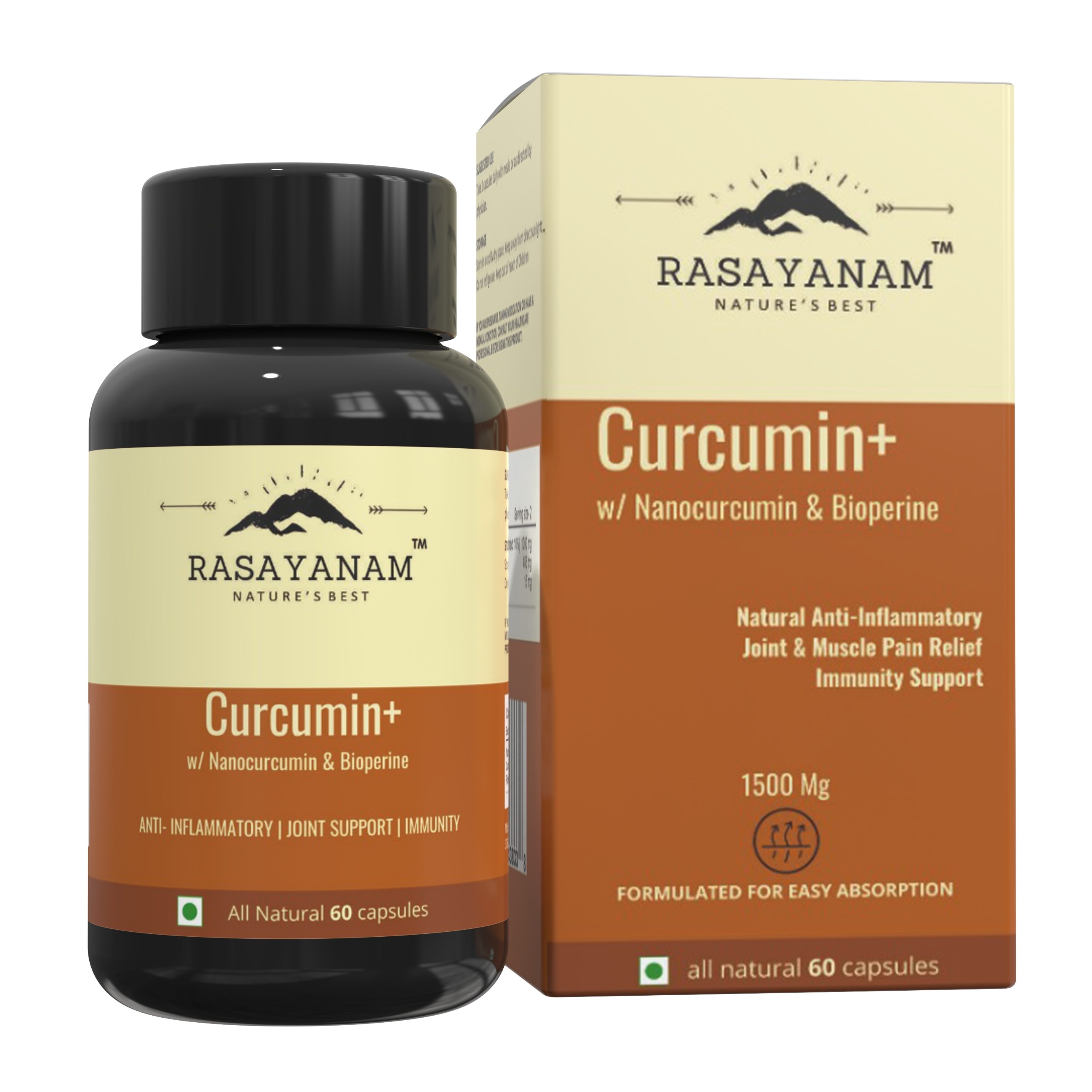 Rasayanam Curcumin+ | Extra Pure Nanocurcumin with Bioperine | Turmeric | Natural Antioxidant