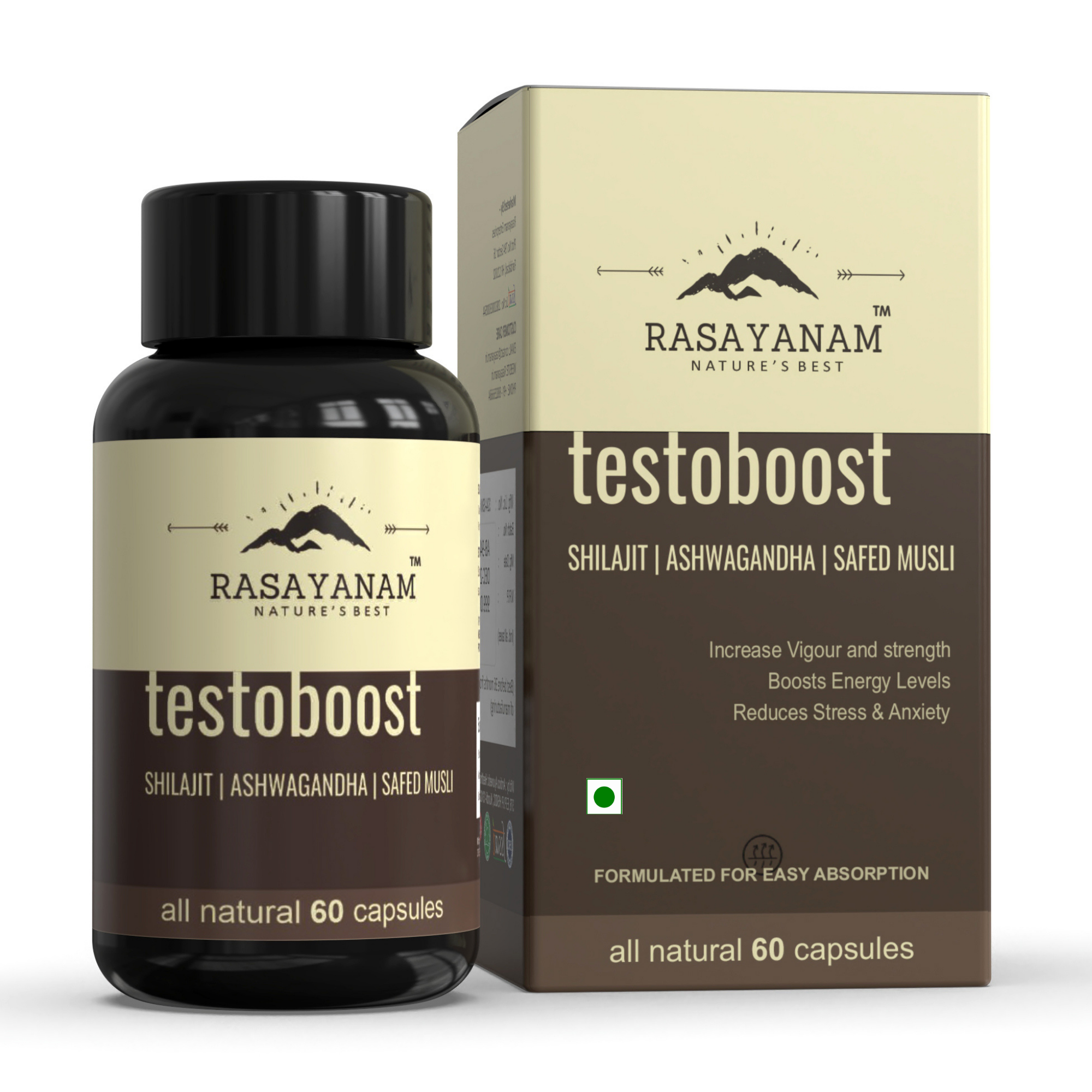 Rasayanam Testoboost - Shilajit, Ashwagandha, Safed Musli Capsules