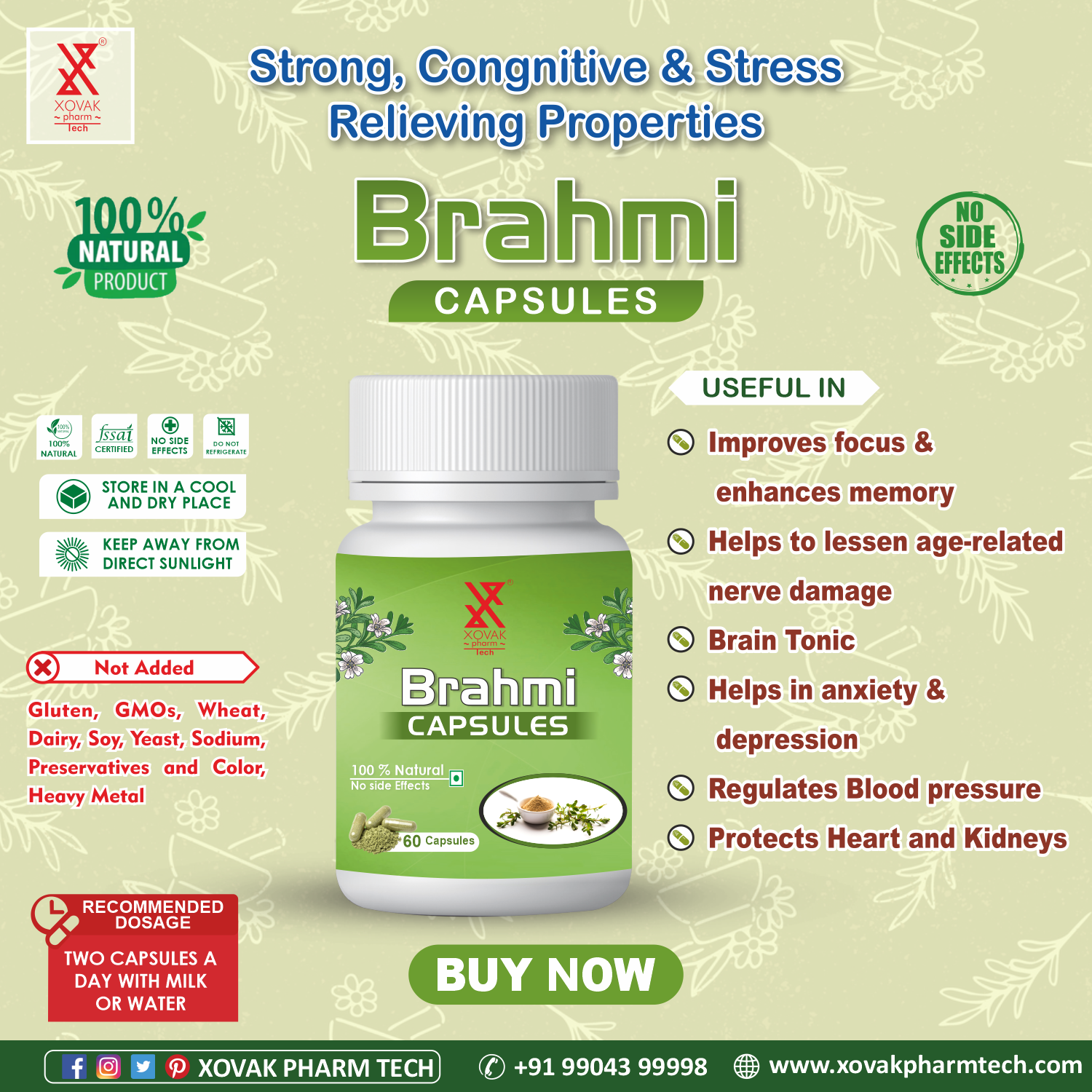 Buy Xovak Organic Brahmi Capsules (60caps) at Best Price Online