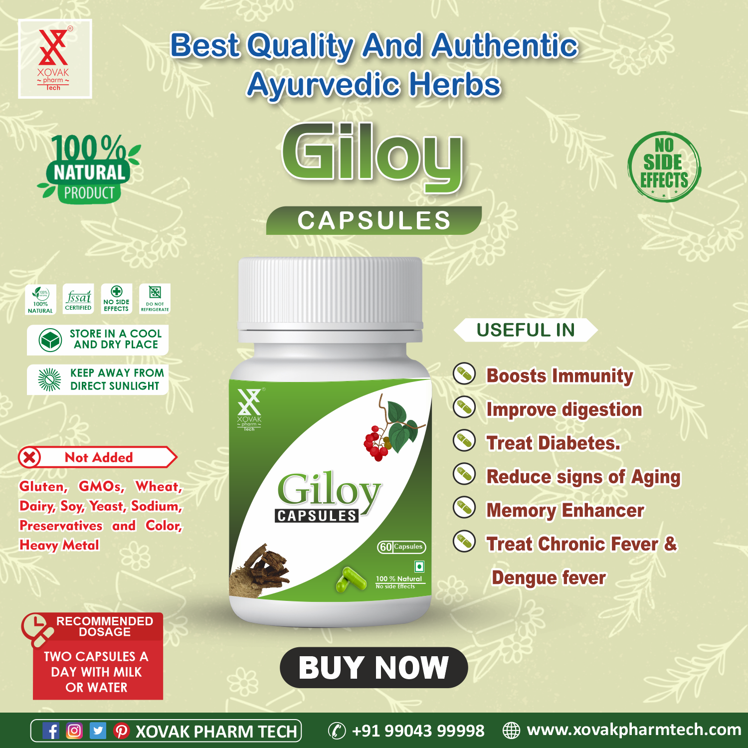 Buy Xovak Organic Giloy Capsules (60caps) at Best Price Online