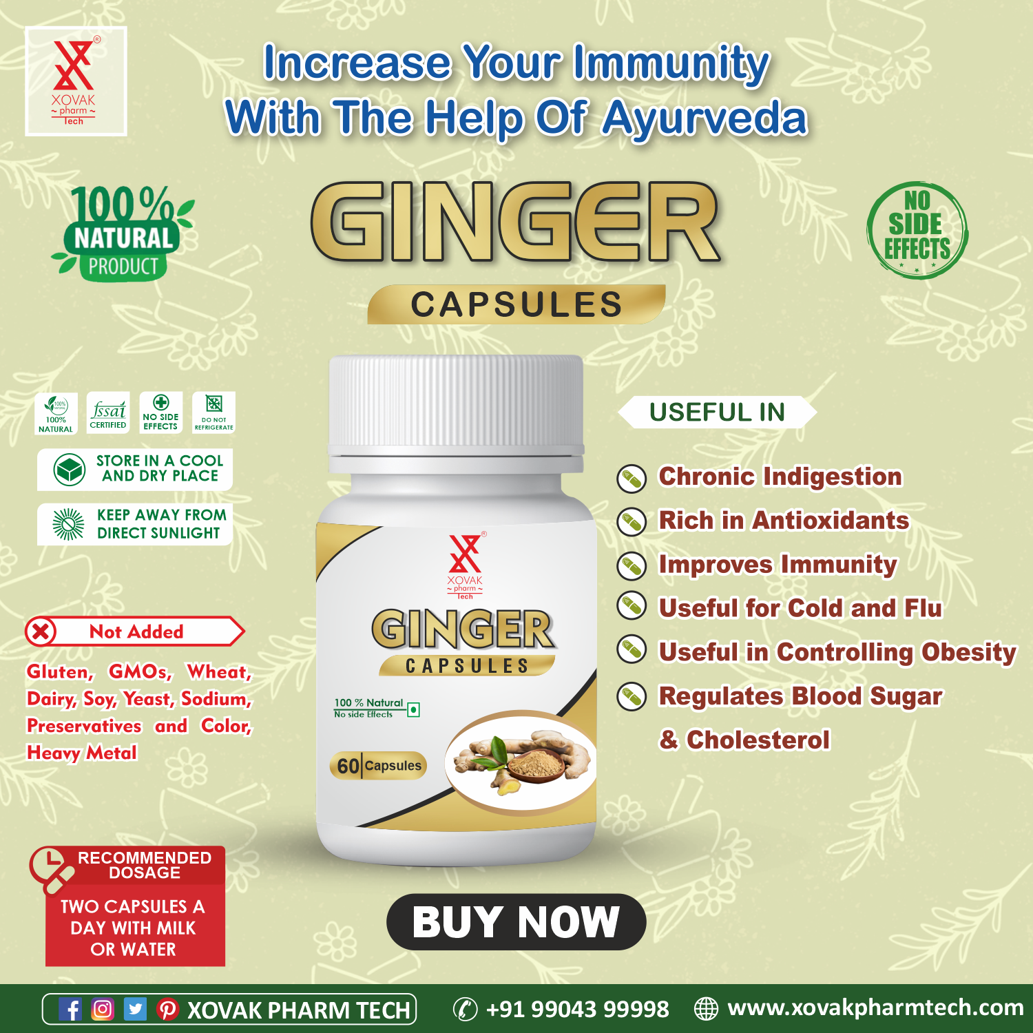 Buy Xovak Organic Ginger Capsules (60caps) at Best Price Online