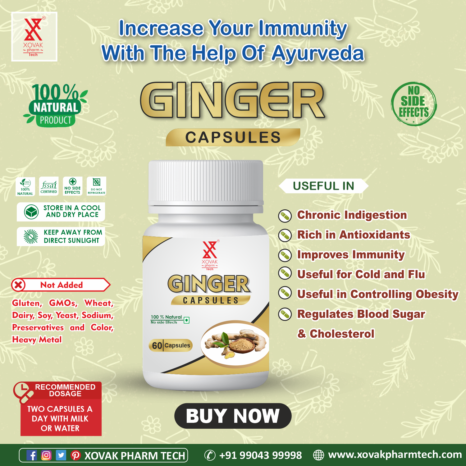 Xovak Organic Ginger Capsules (60caps)