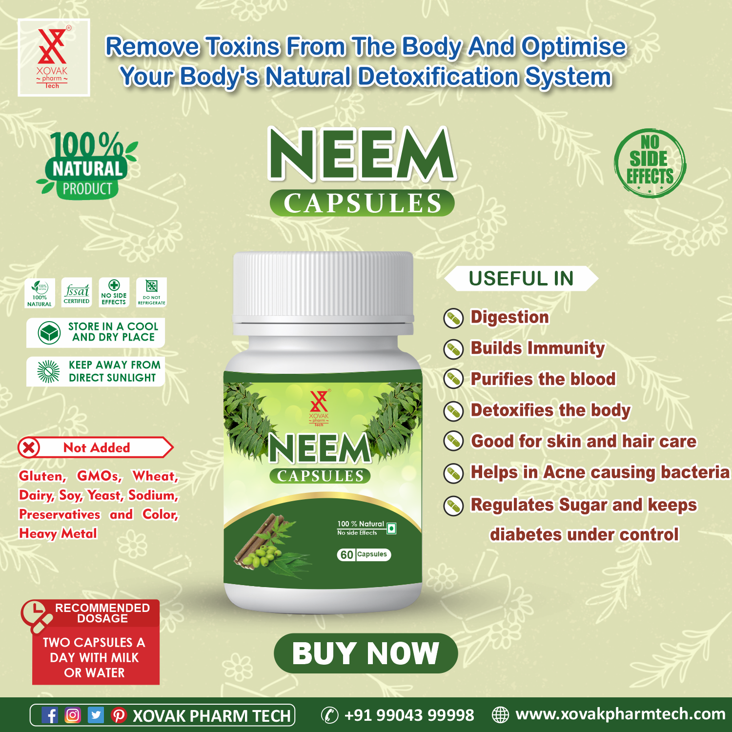 Buy Xovak Organic  Neem Capsules at Best Price Online