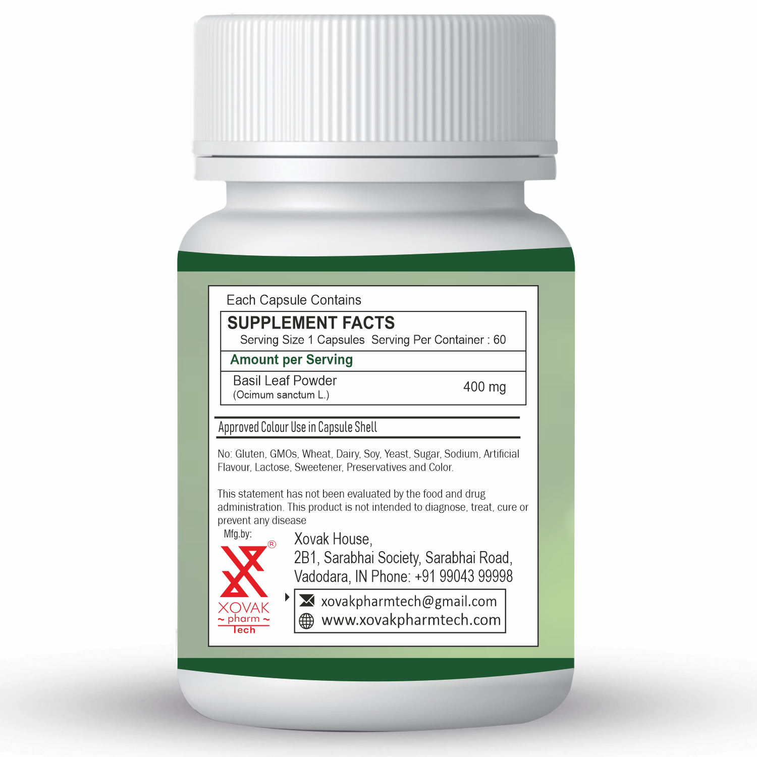 Xovak Organic Basil Leaf Capsules (60caps)