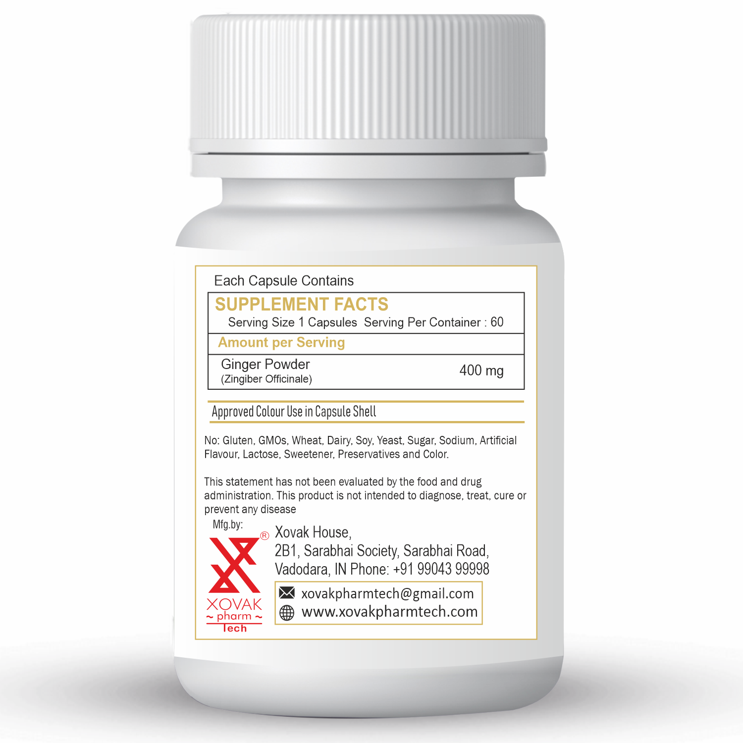 Xovak Organic Ginger Capsules (60caps)