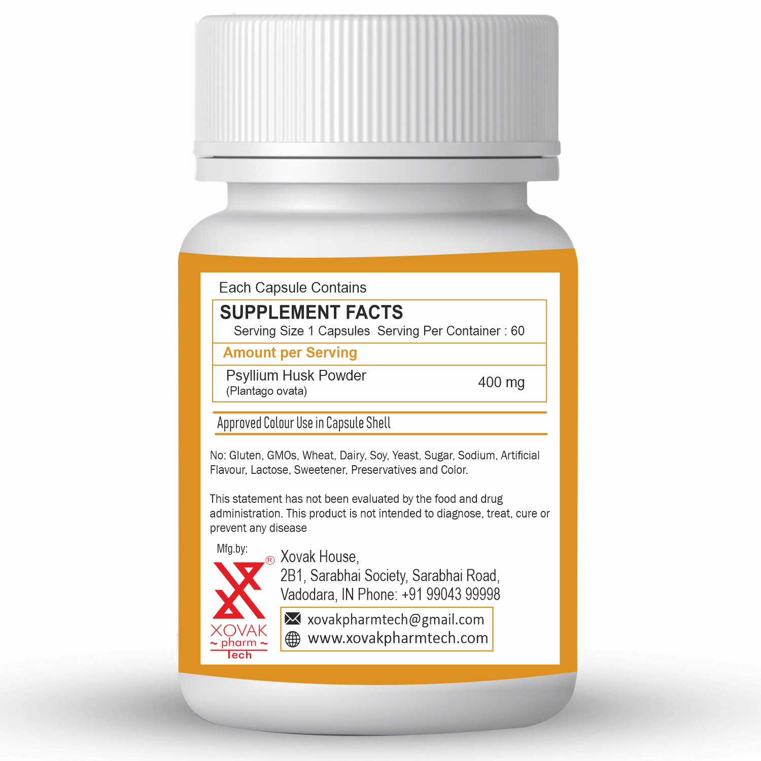 Xovak Organic Psyllium Husk Capsules (60caps)