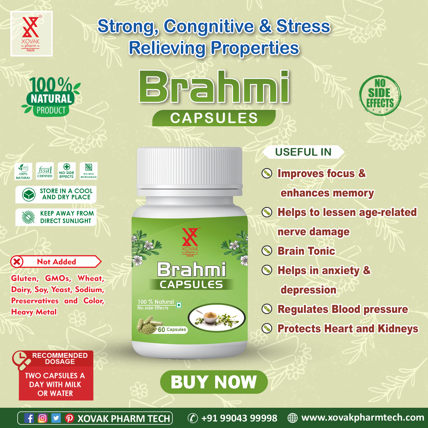 Xovak Organic Brahmi Capsules (60caps)