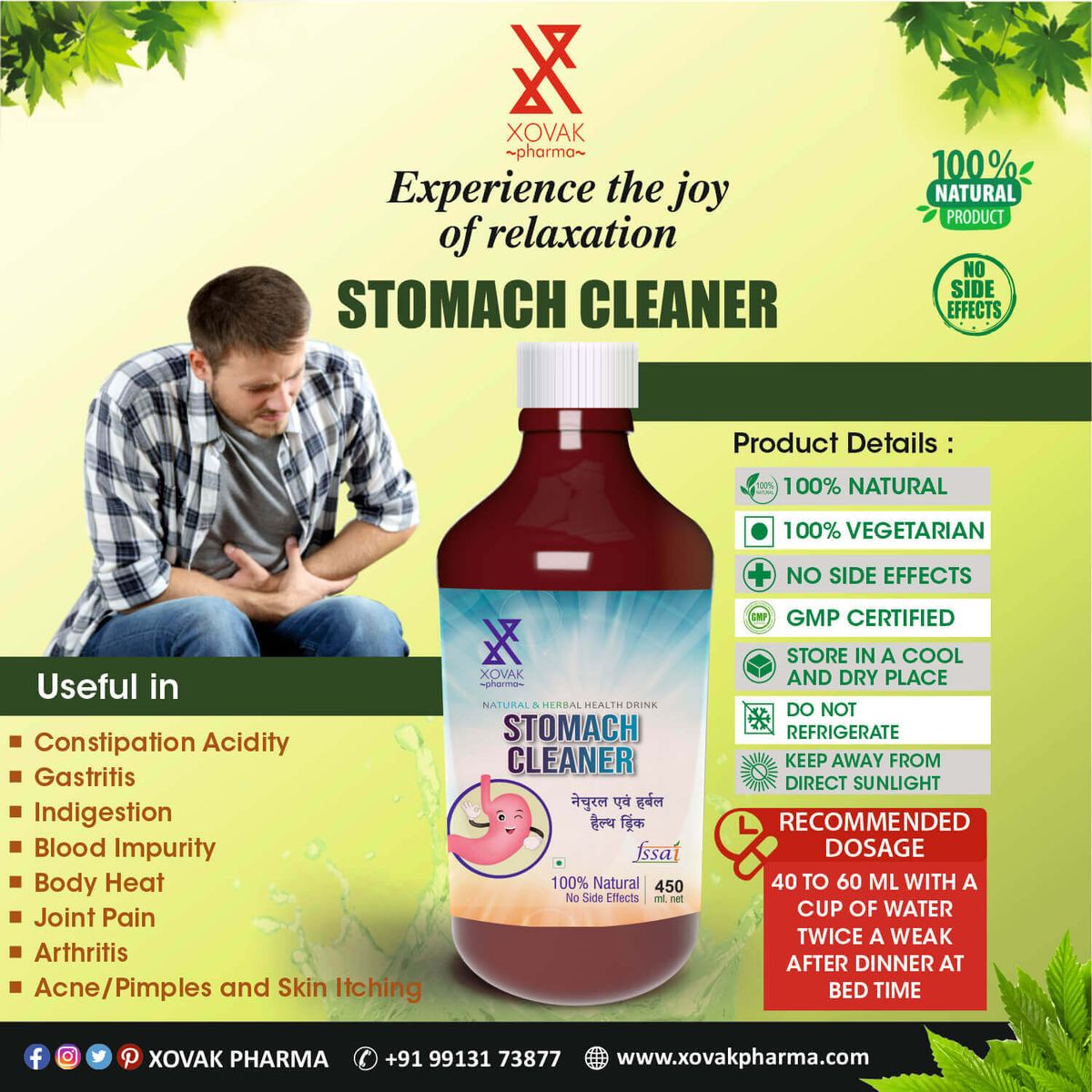 Buy Xovak Pharma Stomach Cleaner for Constipation, Acidity & Indigestion at Best Price Online