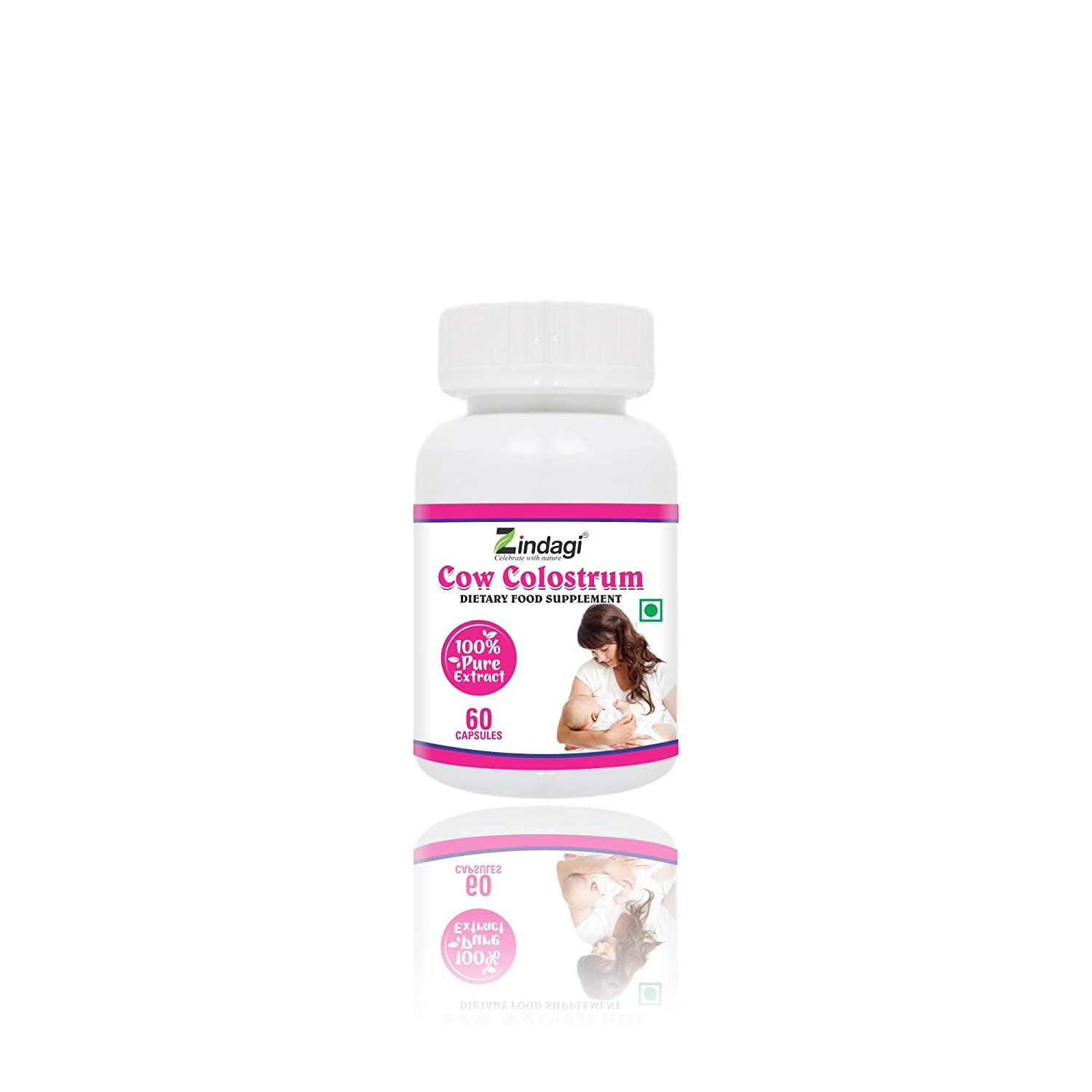 Zindagi Cow Colostrum Capsules - Dietary Food Supplement - 100% Natural & Pure Cow Colostrum Extract (60 Capsules)