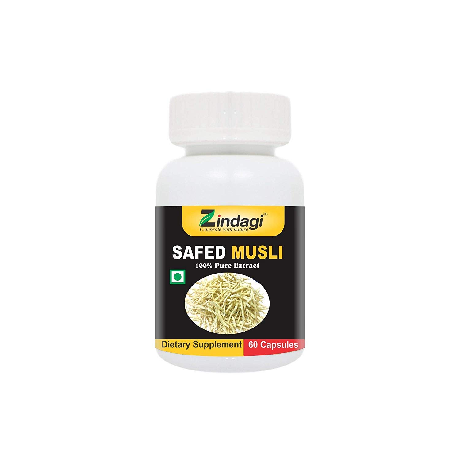 Zindagi Safed Musli Pure Extract Capsules - Improves Strength & Stamina (60 Capsules)