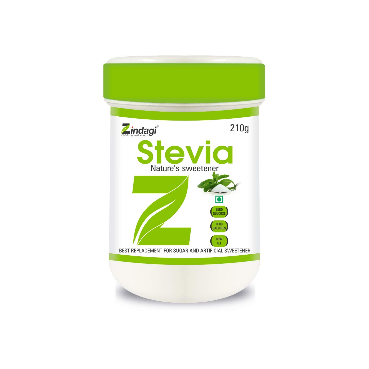 Zindagi Stevia Powder - Natural Stevia Spoonable White Powder Extract - Sugar-Free - Special Discount Offer For Few Days (200+10 GM Free Of Cost)